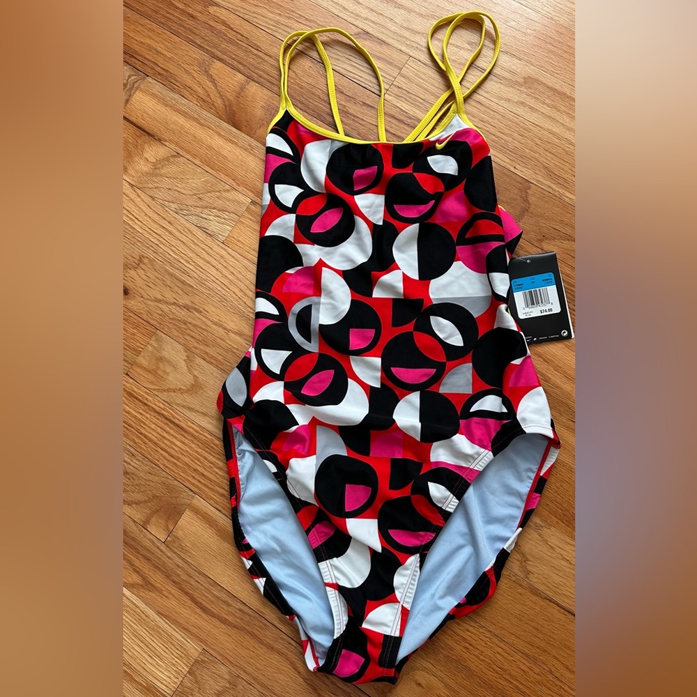 Nike Women's One-Piece Swimsuit - Black, White, Red & Pink